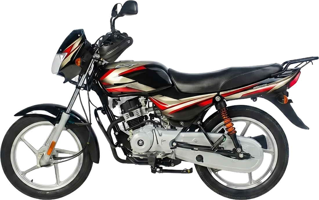 MOTO BAJAJ CT 100 ES N/ROJO 2027, vista lateral