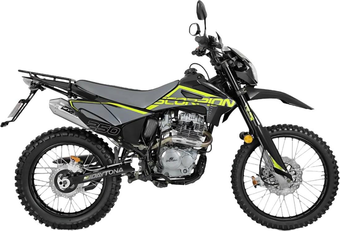 MOTO DY250 SCORPION 233 NEGRO/VERDE 2027, vista lateral