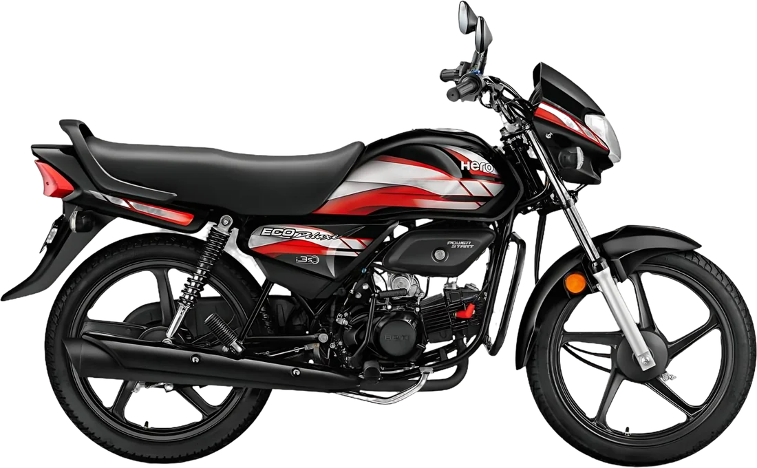 MOTO HERO ECO Deluxe NEGRO/ROJO 2026, vista lateral