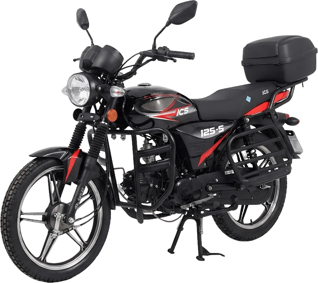 MOTO ICS 125S MAX 2027 NEGRO ROJO, vista lateral