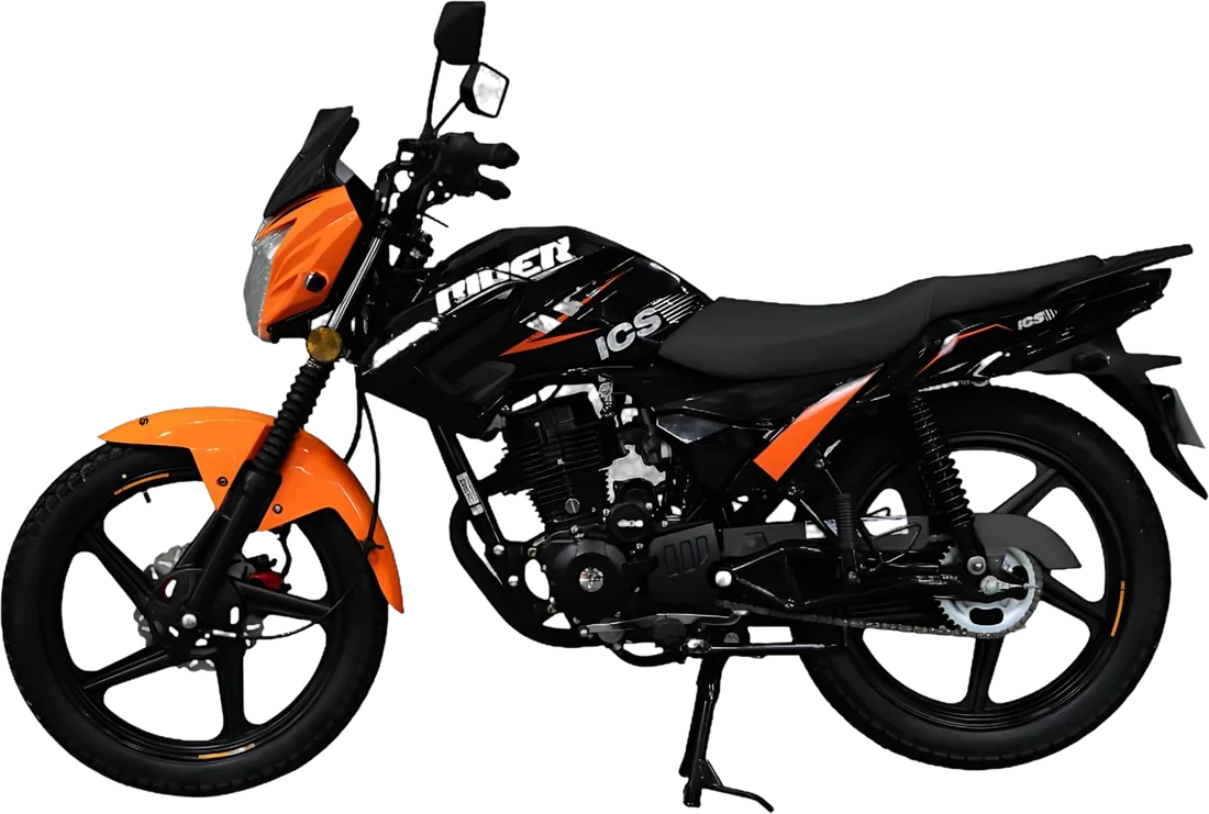 MOTO ICS RIDER 150 EVO 2027 NEGRO ANARANJADO, vista lateral