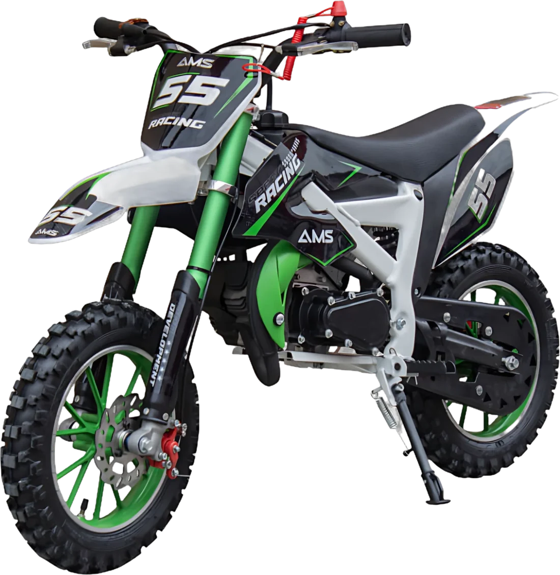 Moto Pit Bike A Gasolina Ams 706 A P88652 | Hasta 38 Km/H Color Verde, vista lateral