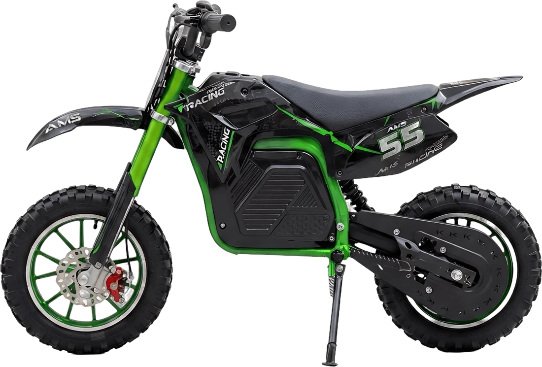 Moto Pit Bike Eléctrica Ams 706 E P88652 | 1000 Watts Color Verde, vista lateral