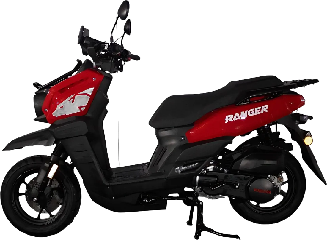 MOTO RANGER 150 TANK ROJO 2026, vista lateral