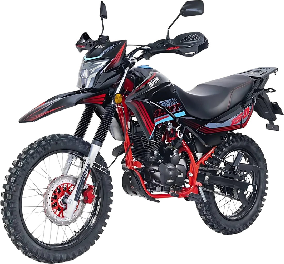 MOTO SHM ARMY 150 NEGRO/ROJO 2027, vista lateral