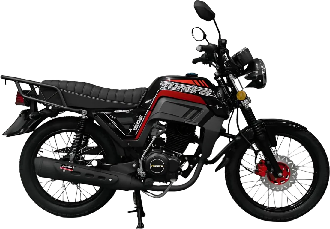 MOTO TND KOMBAT 150S 2027 NEGRO ROJO, vista lateral