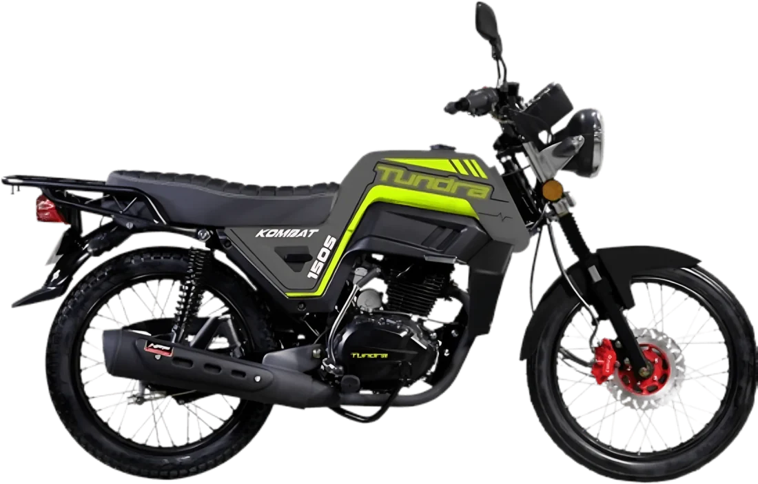 MOTO TND KOMBAT 150S 2027 PLOMO VERDE, vista lateral