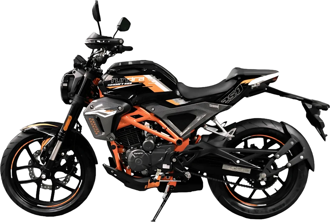 MOTO TUNDRA TD250GHO NEGRO NARANJA 2026, vista lateral