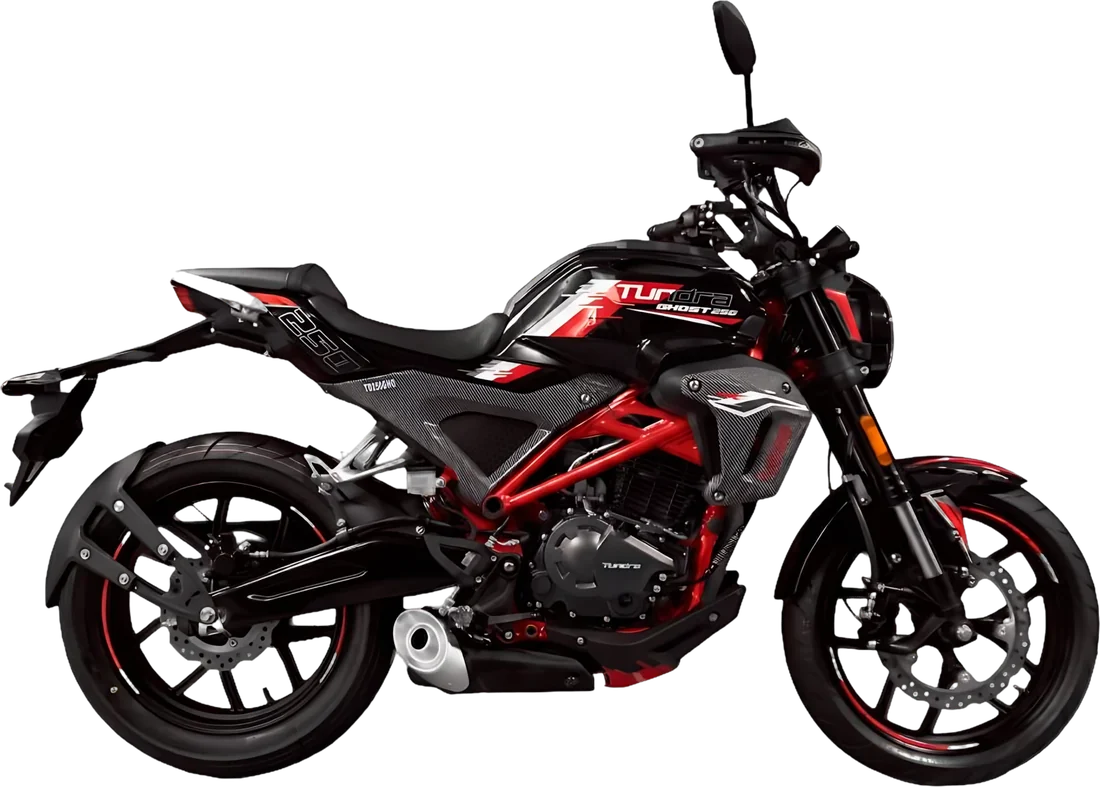MOTO TUNDRA TD250GHO NEGRO ROJO 2026, vista lateral