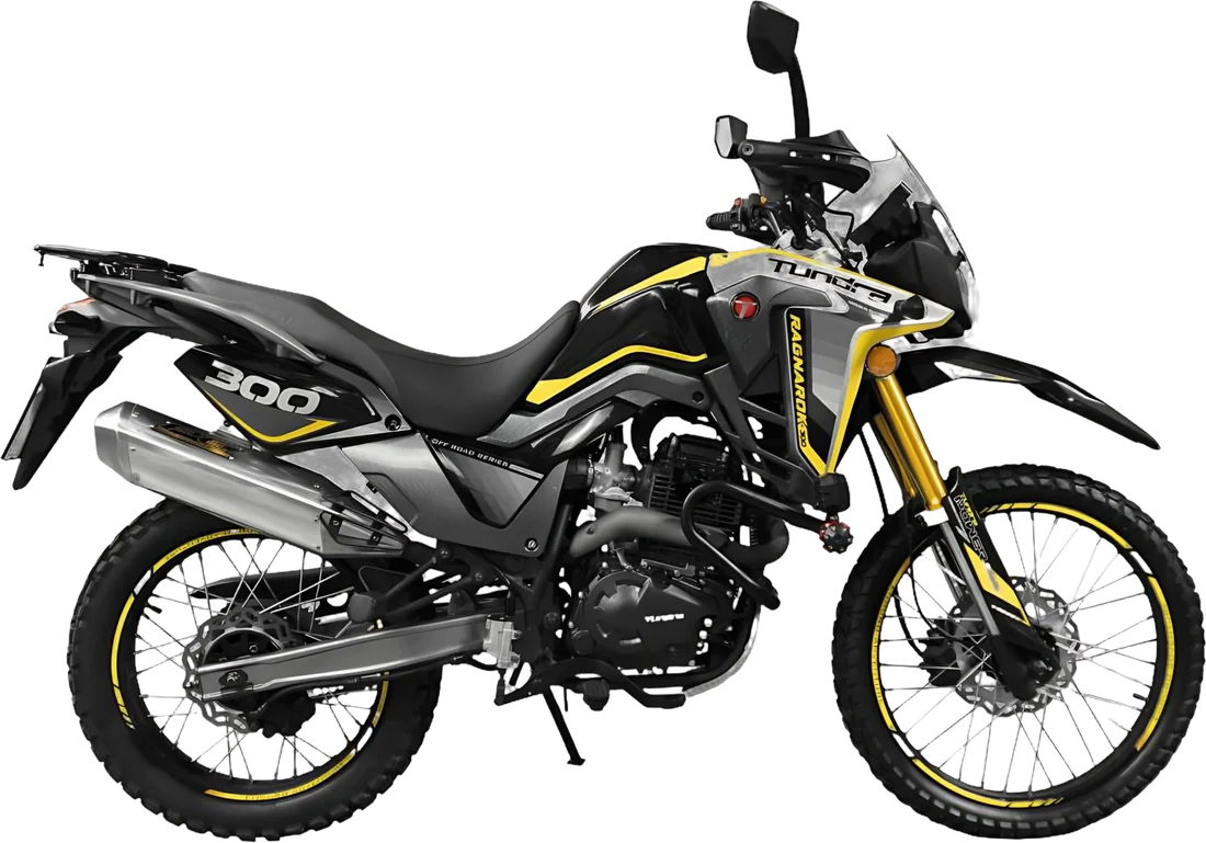 MOTO TUNDRA TD300RAG NEGRO AMARILLO 2026, vista lateral