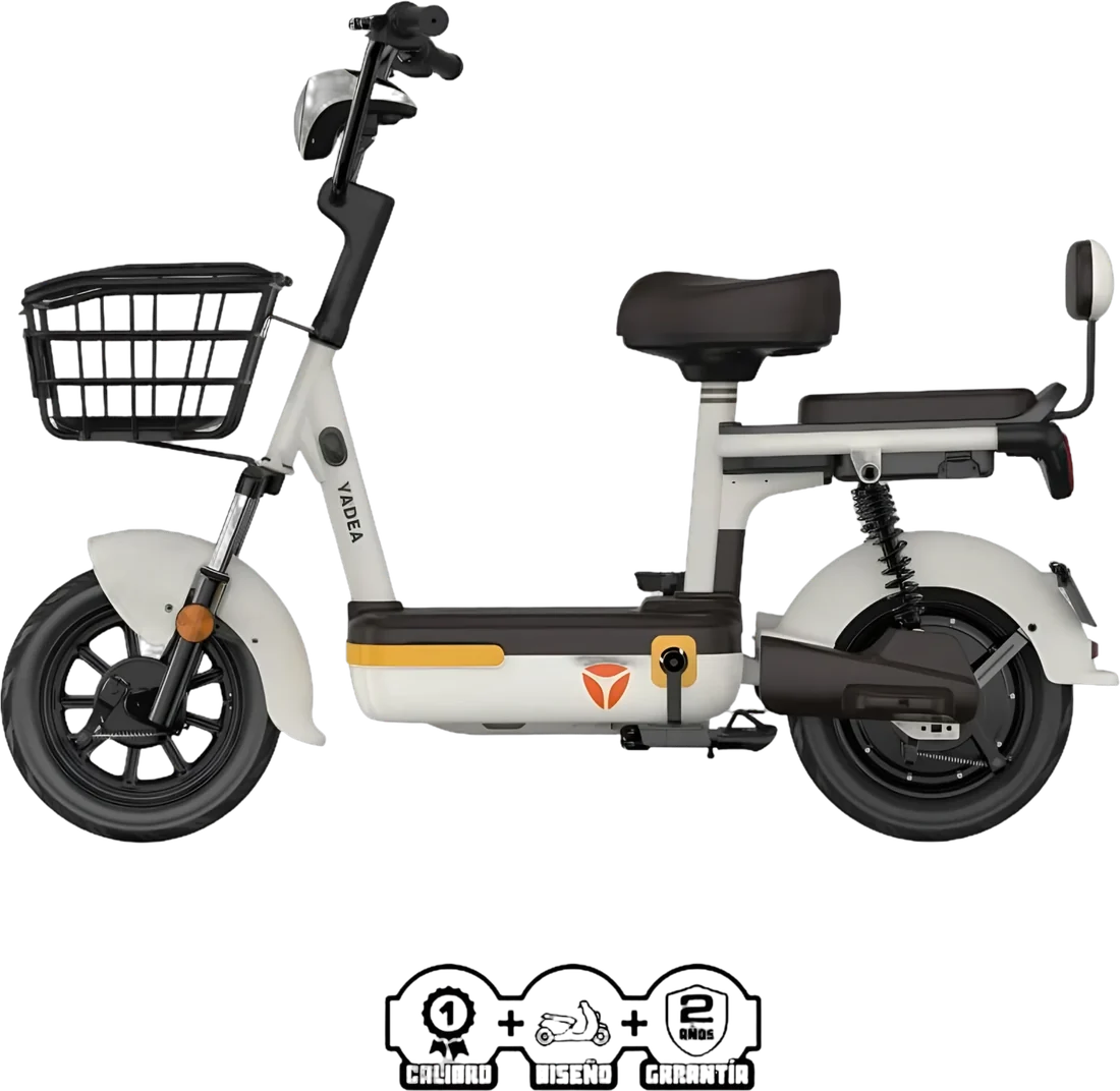 Scooter Electrico Yadea Rockets P8824 | 600 Watts Color Blanco Cafe, vista lateral